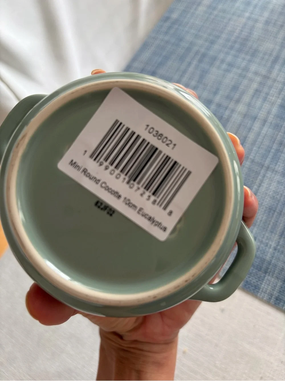 Staub Mini Round ceramic Cocotte in Eucalyptus Green 10cm